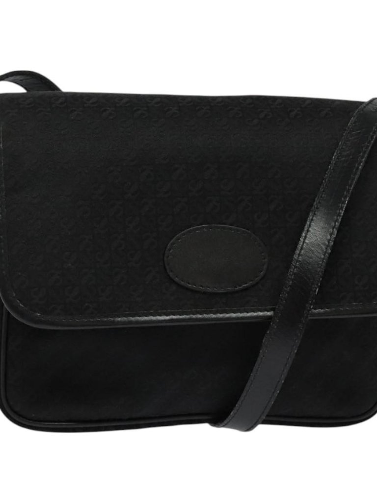 Loewe Anagram Shoulder Bag Canvas Black Gold Auth Ba3478